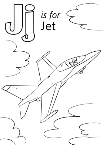 Letter J Is For Jet Coloring Page